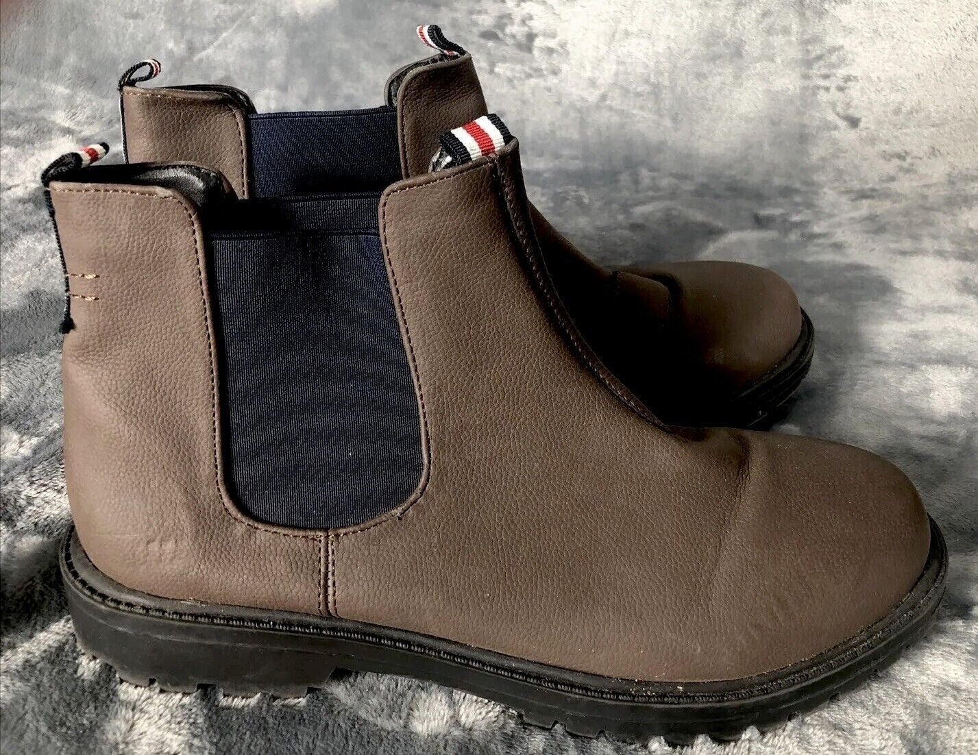 Brown Chelsea Ankle Boots Mens With Elastic Side Panels & Tricolor Tabs