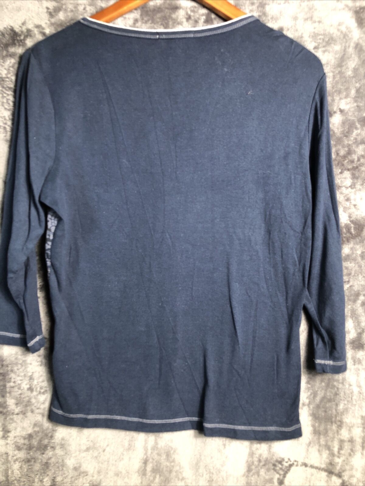 Dress Barn Navy Blue Floral Sparkle Button V Neck Women’s Size X-Large