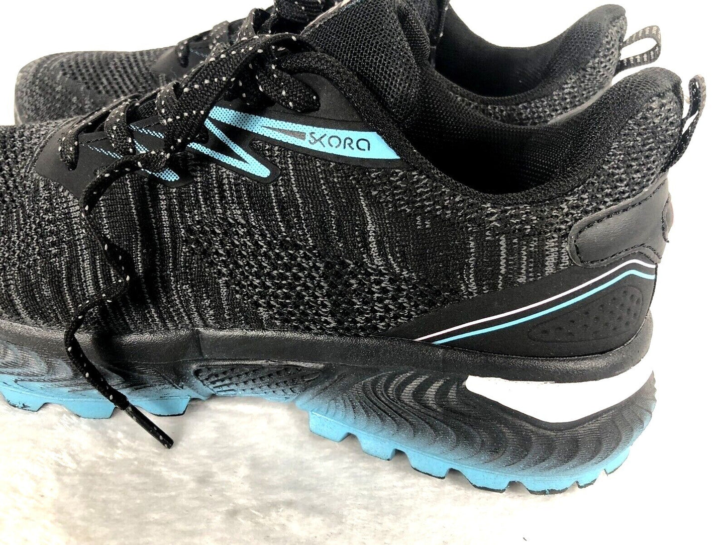 Skora Womens Shoes Athletic Running Shoes Black & Blue Lace-Up Sneakers