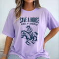 Womans T Shirt Funny Save A Horse Ride A Cowboy Top Graphic Tee Shirt Sizes S-3X