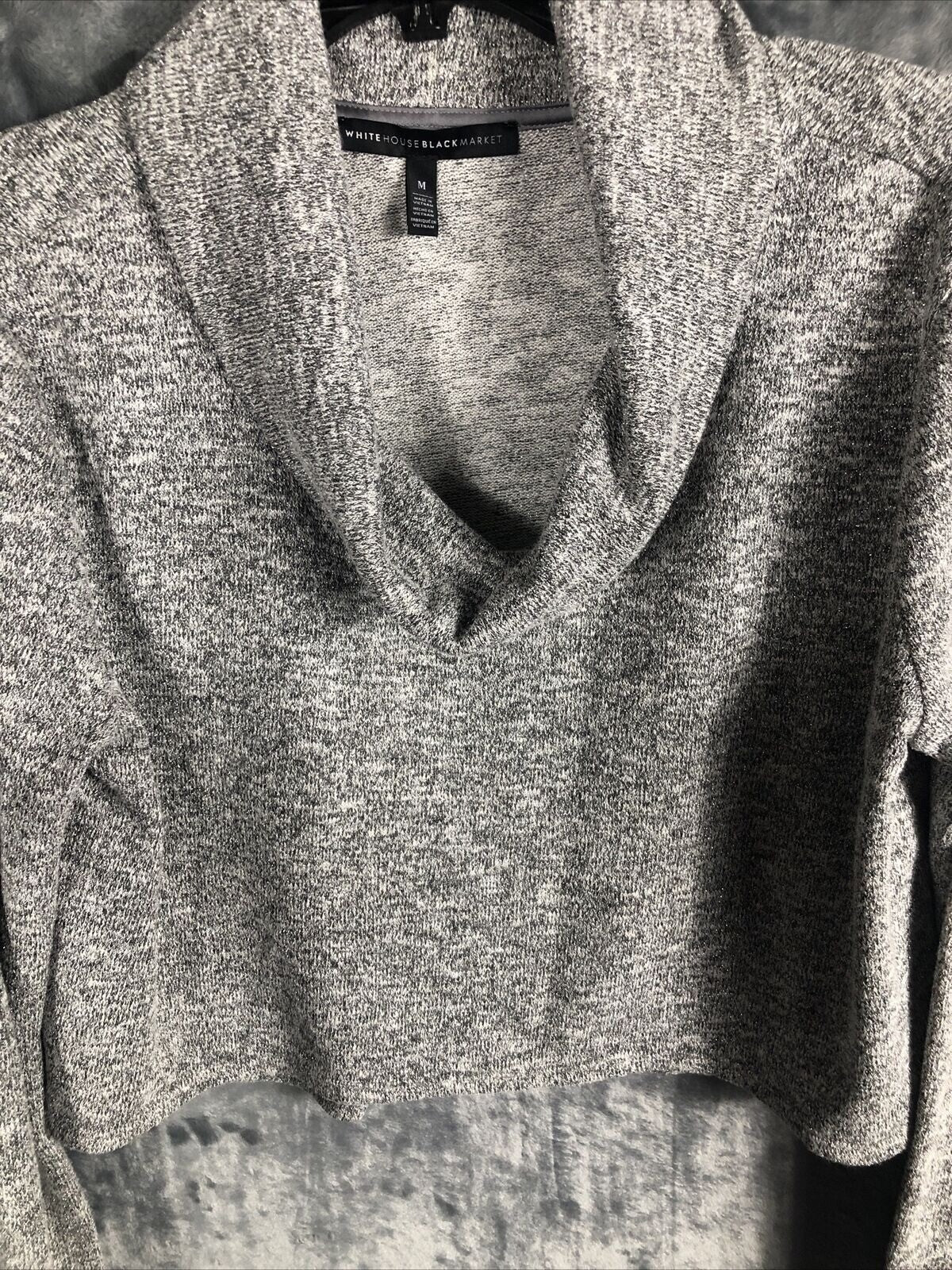 White House Black Market Woman's Sweater Gray Cowl Neck Knit Size Adult Medium