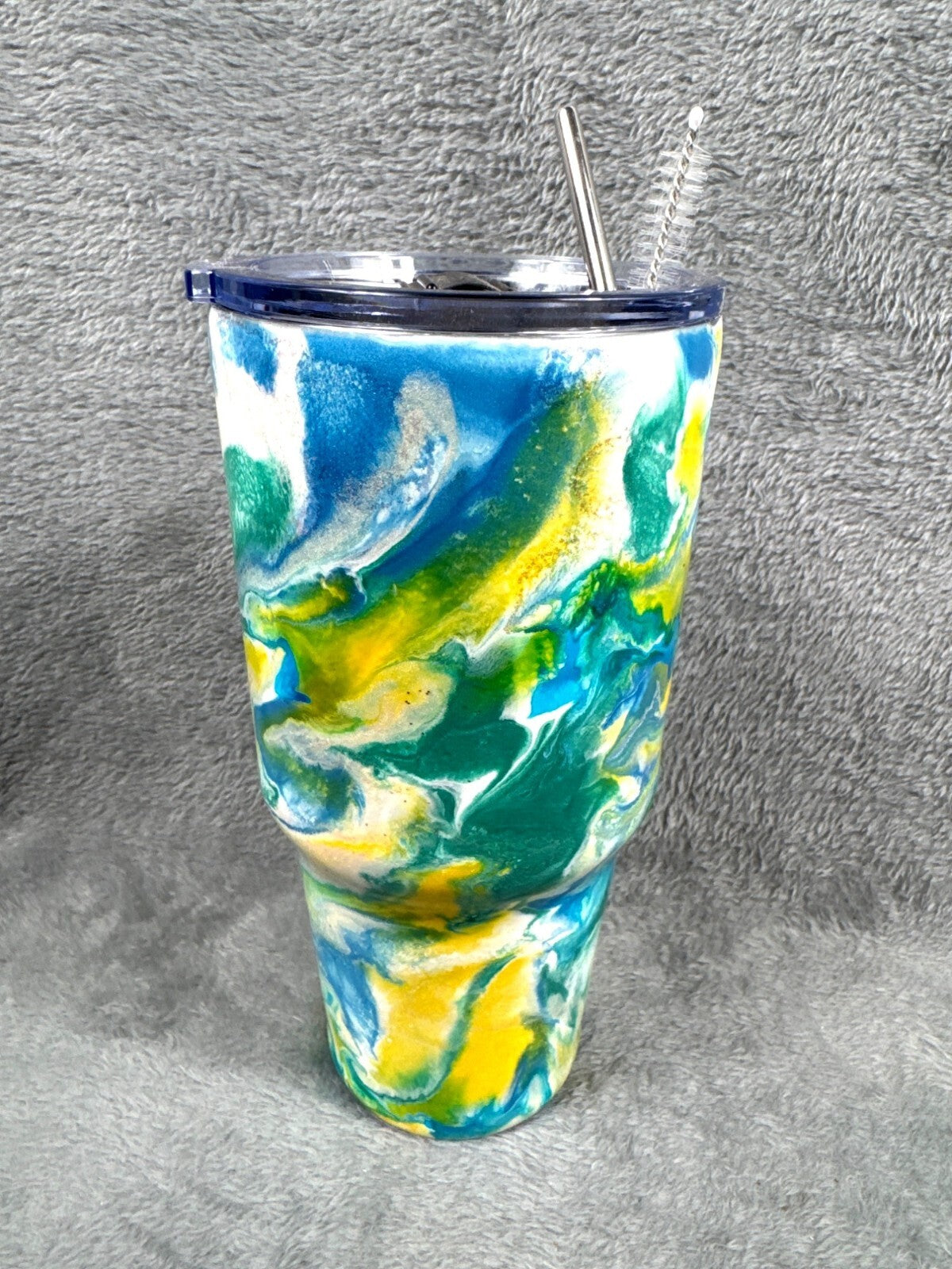 Alcohol Ink Cup 32 oz Stainless Steel Tumbler With Lid & Straw