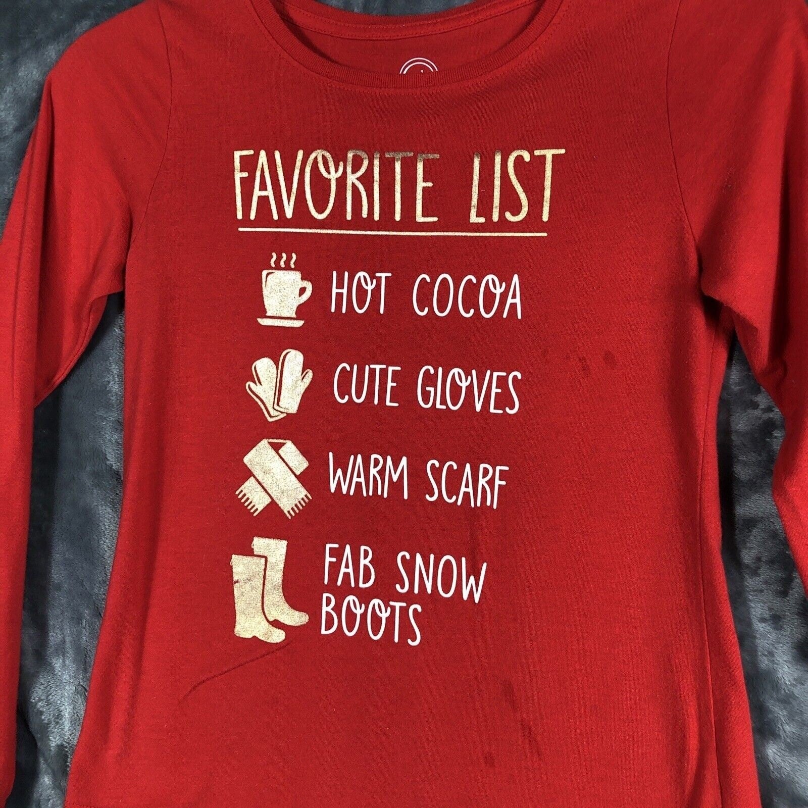 Wonder Nation Girls Pullover Shirt Hot Cocoa Cute Gloves Warm Scarf Logo Size L