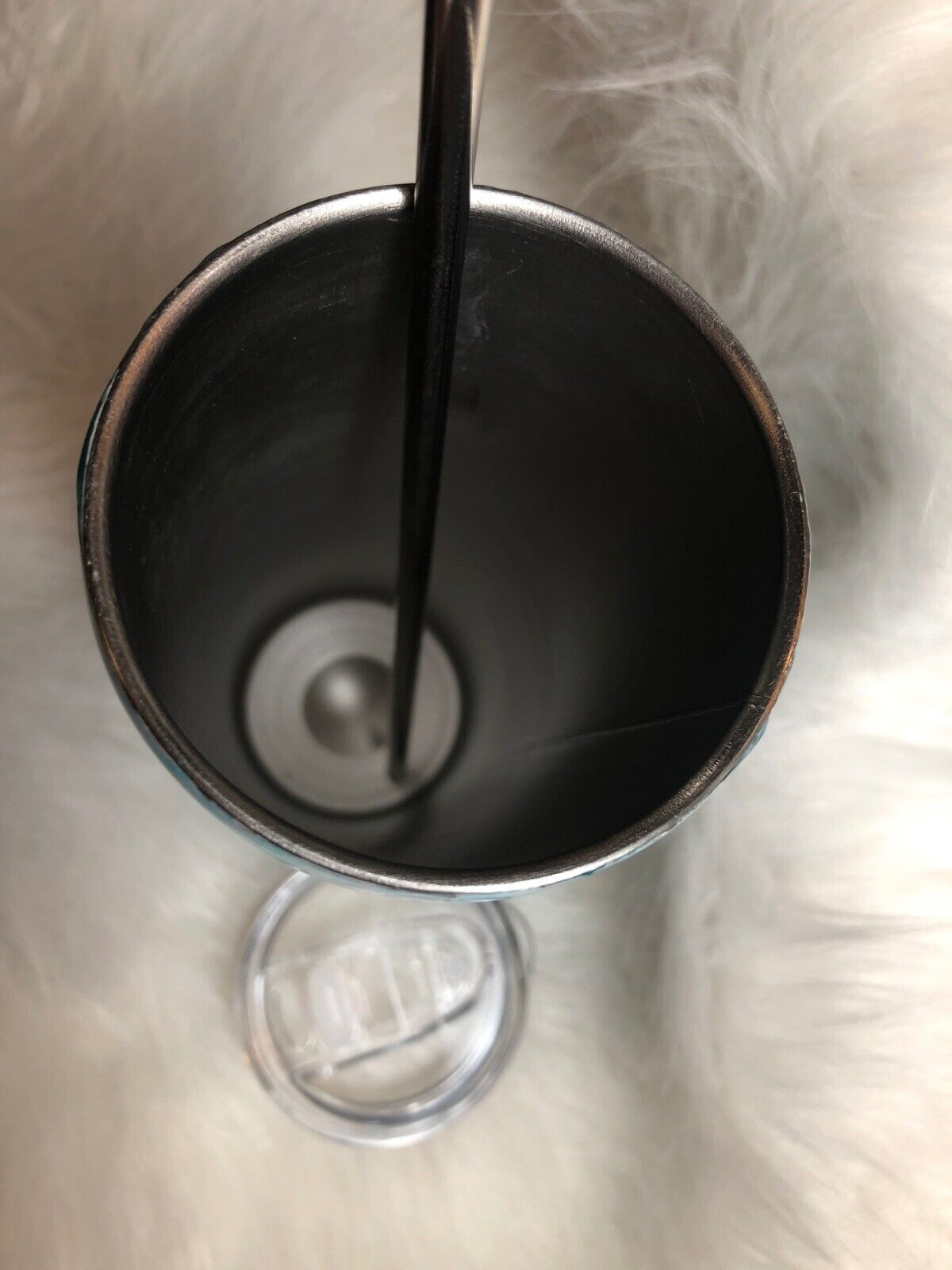 Glittery Blue Tumbler Handmade Swirl Stainless Steel Cup includes Lid & Straw