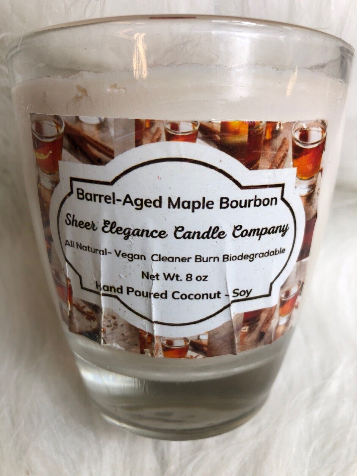 Barrel-Aged Maple Bourbon Candle 8 Oz By Sheer Elegance Candle Co. Hand Poured A
