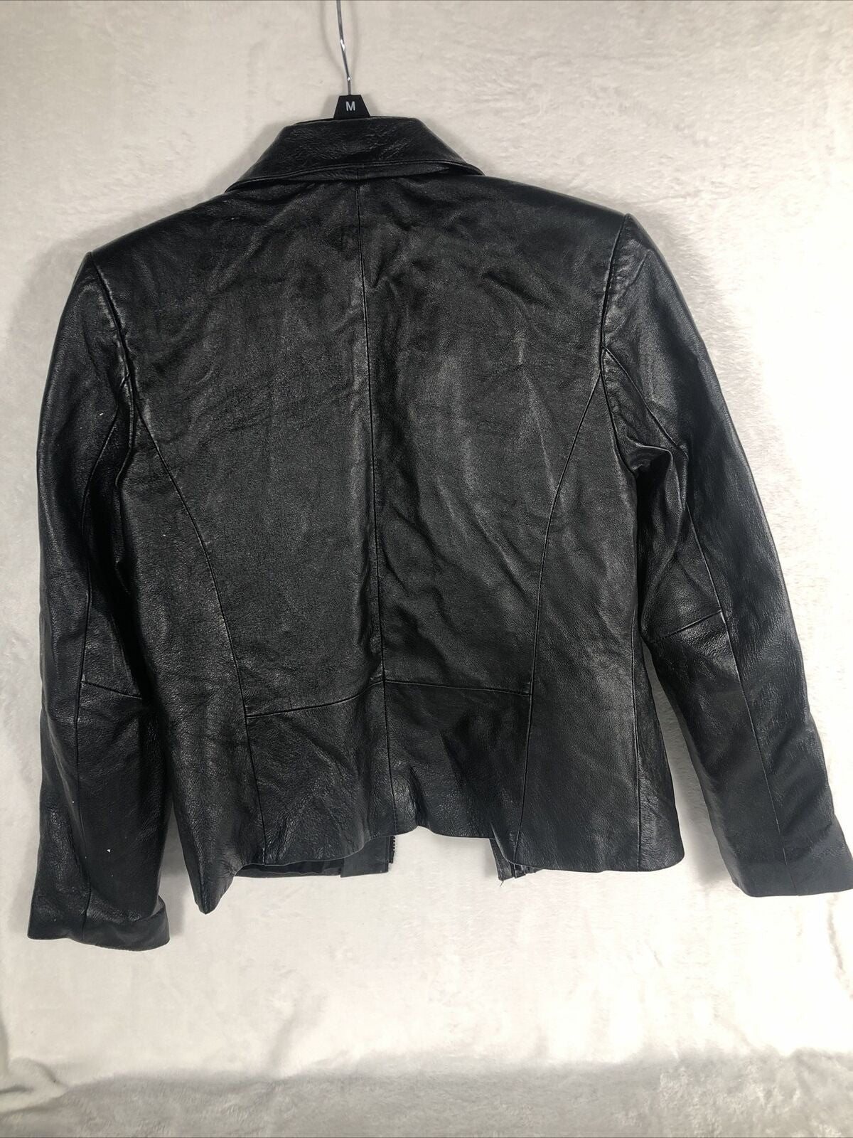 Vintage Clio Petites Black Leather Jacket Size 4 Women’s 100% Leather Moto Style