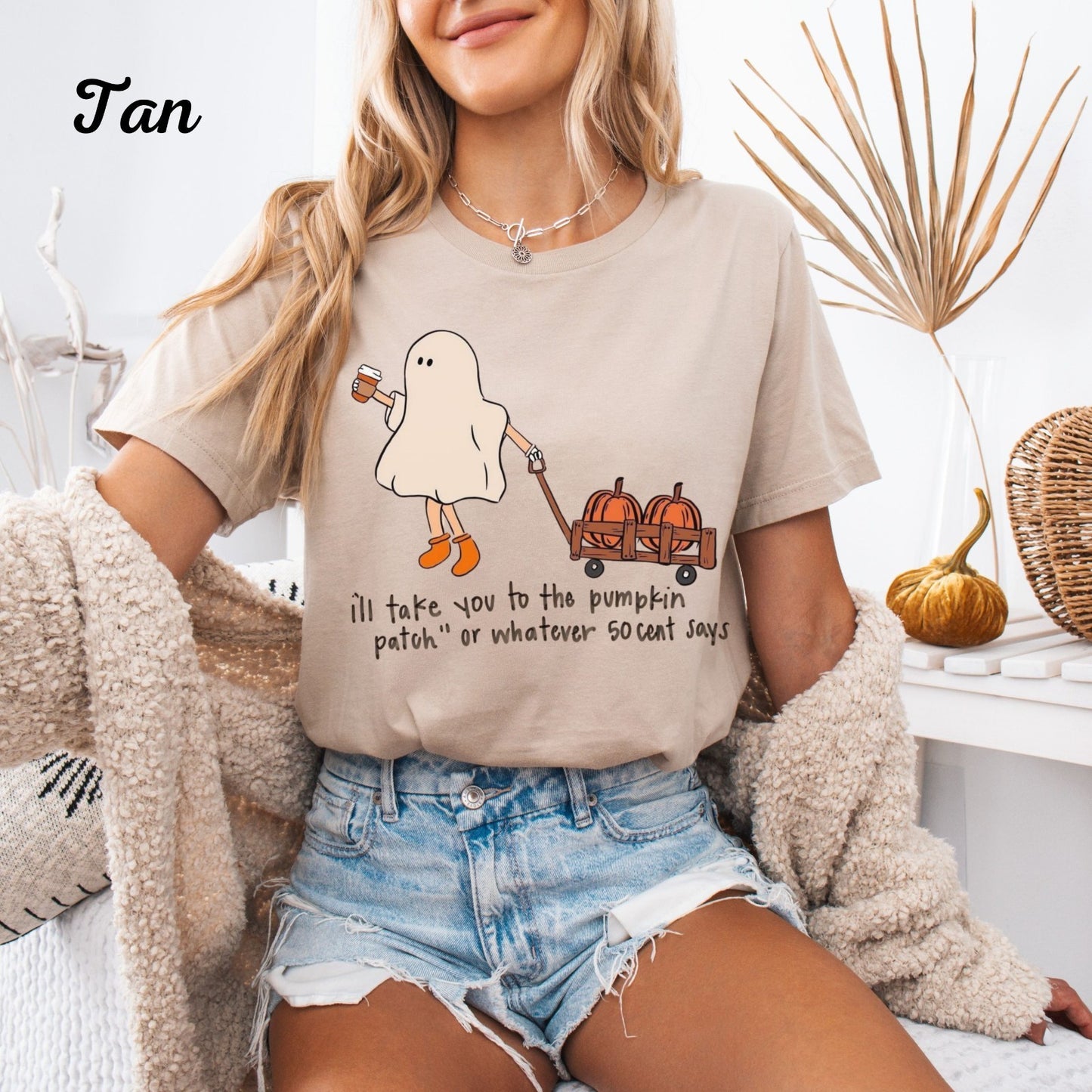 Womans Halloween Shirt I'll Take You 2 The Pumpkin Patch Wherever 50 Cent Says