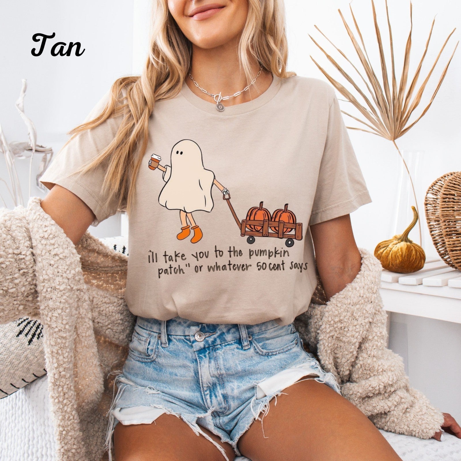 Womans Halloween Shirt I'll Take You 2 The Pumpkin Patch Wherever 50 Cent Says