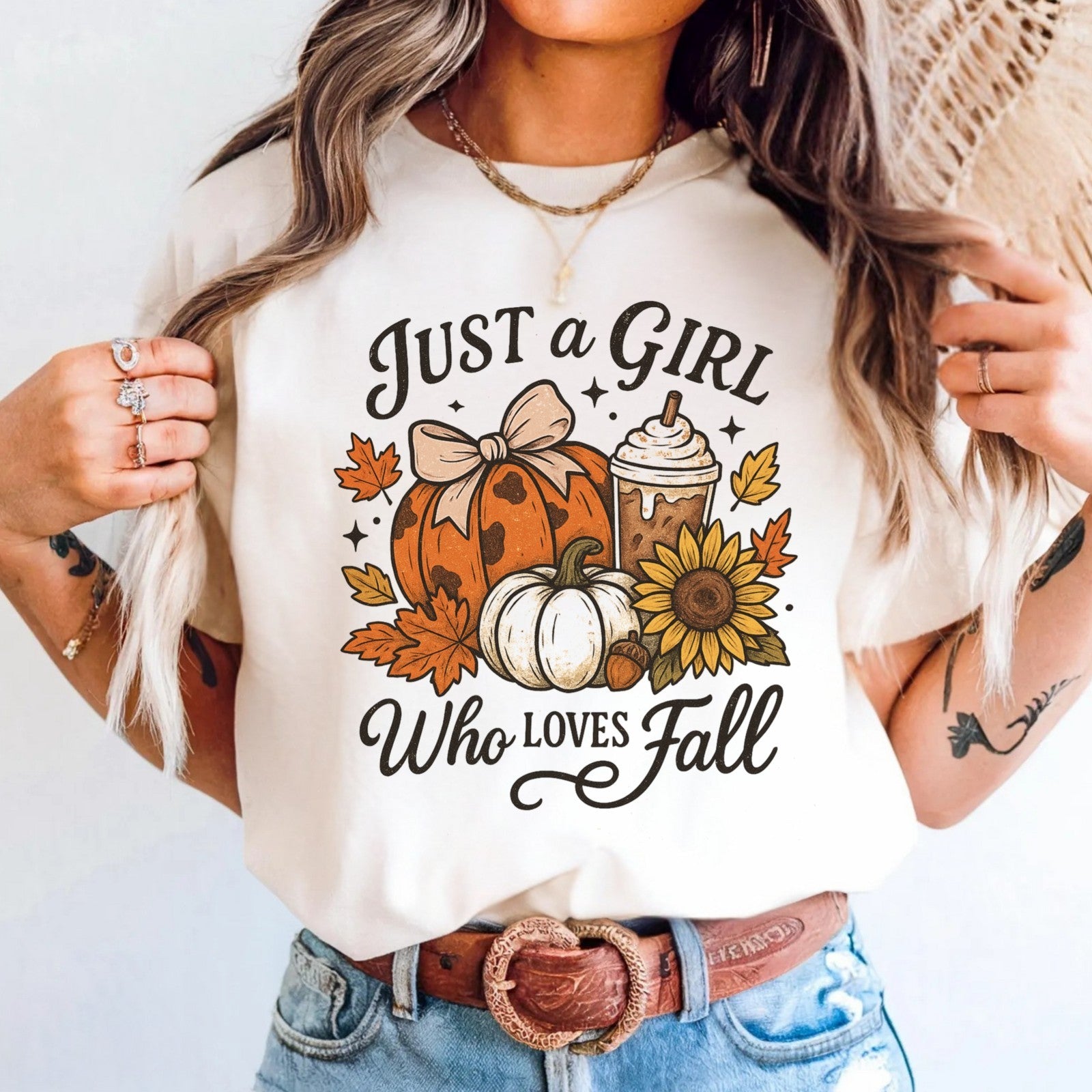 Womans Fall Shirt Just a Girl Who Loves Pumpkin Football And Coquette Bows Top