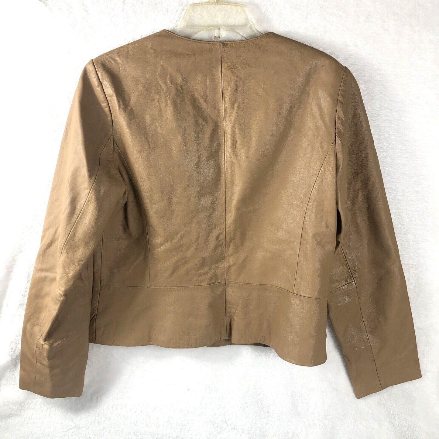 Yvonne Marie Womens Tan Leather Blazer Jacket Size 10 Professional Wear