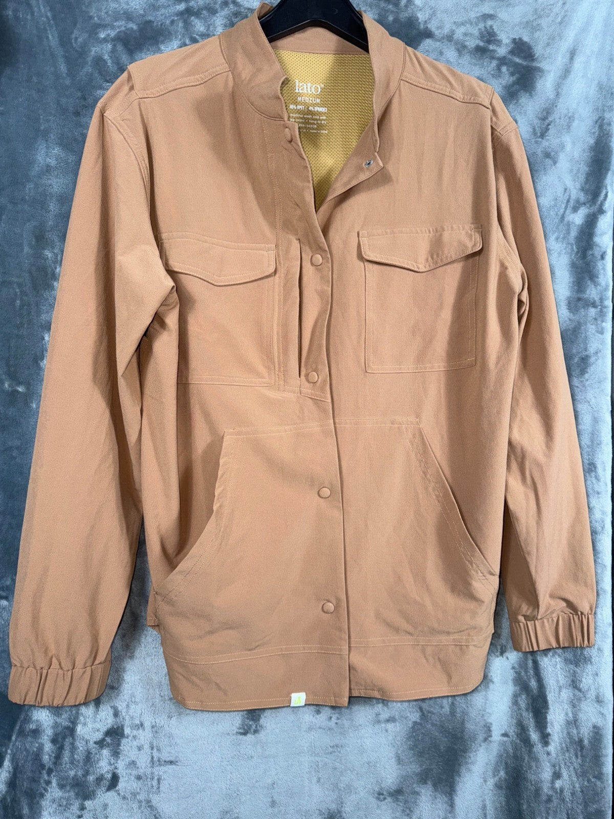Lato Mens Brown Jacket Rpet/Spandex With Snap Closures & Elastic Cuffs
