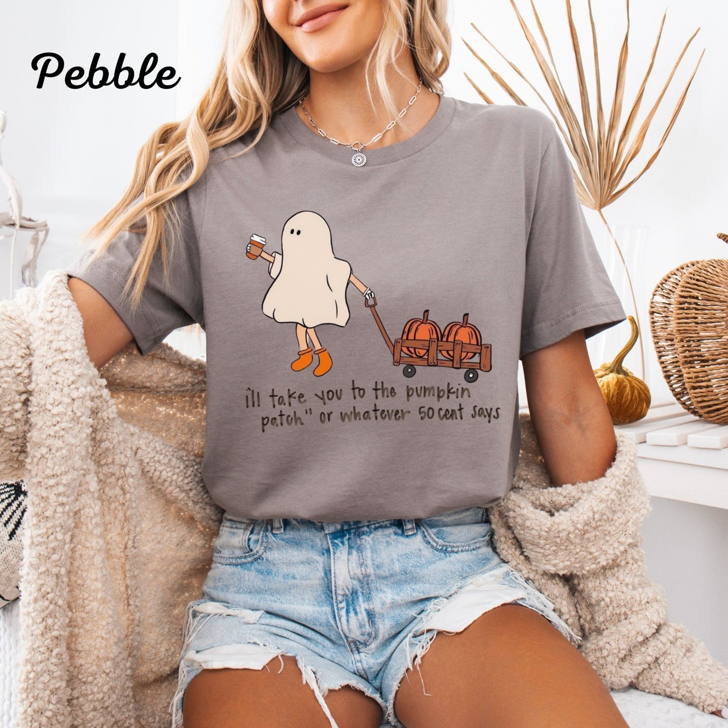 Womans Halloween Shirt I'll Take You 2 The Pumpkin Patch Wherever 50 Cent Says