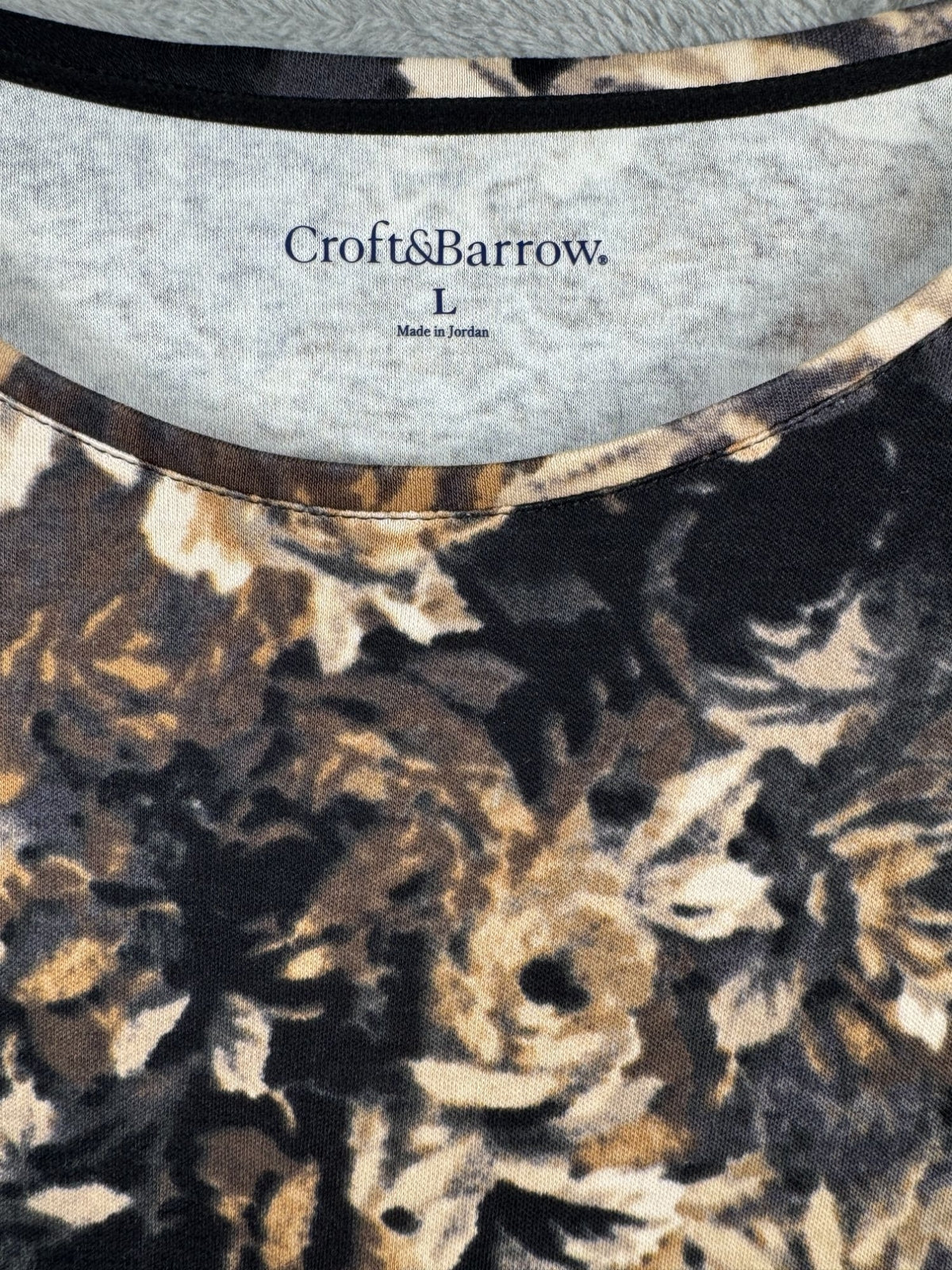 Croft & Barrow Womens Blouse Floral Print Long Sleeve Top L
