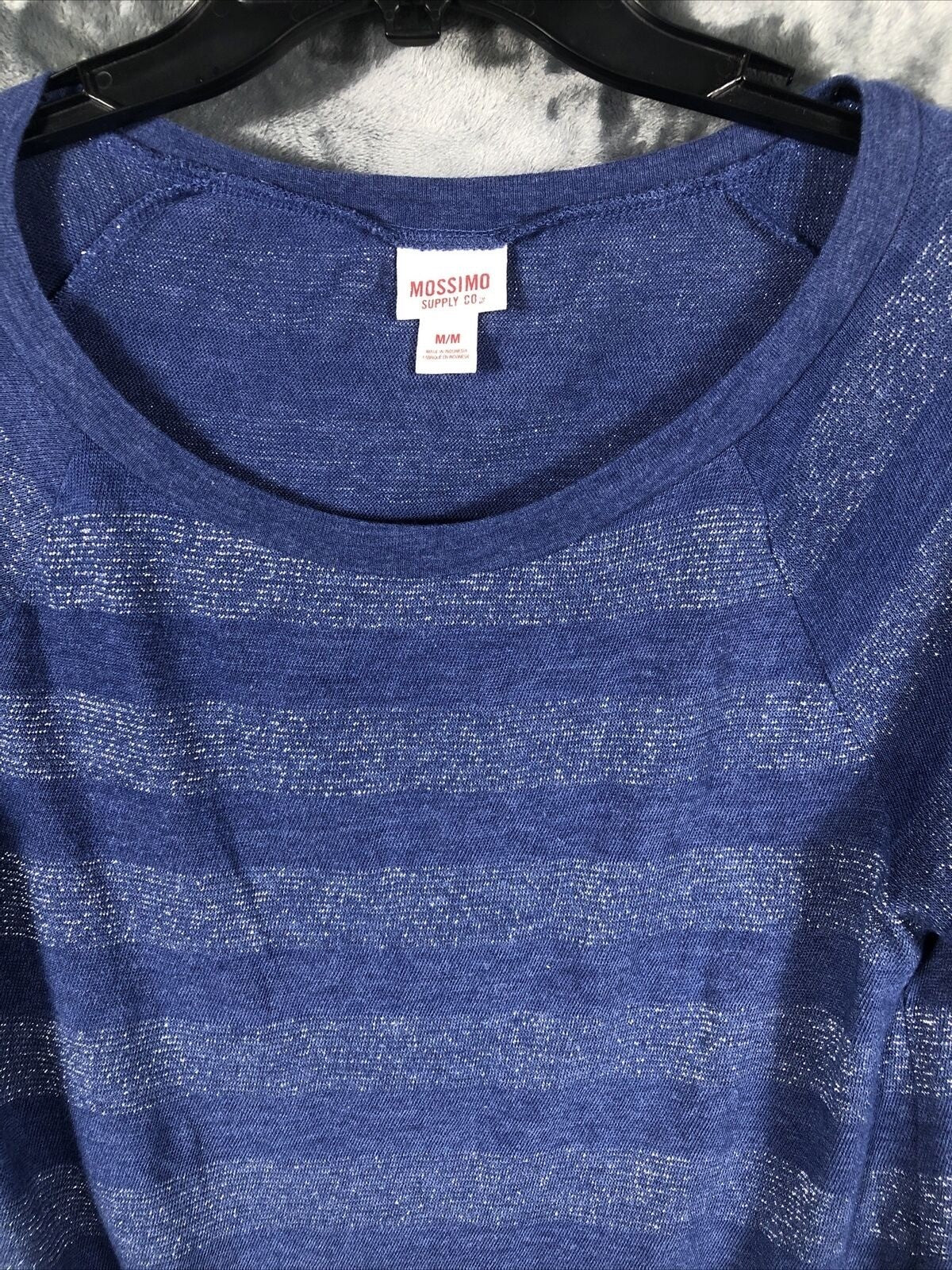 Mossimo Supply Co Long Sleeve Blue Striped Womens Shirt M/M Rayon Blend