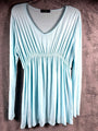 Johnny Was Light Blue Long Sleeve Pleated Tunic Top V-Neck Size M