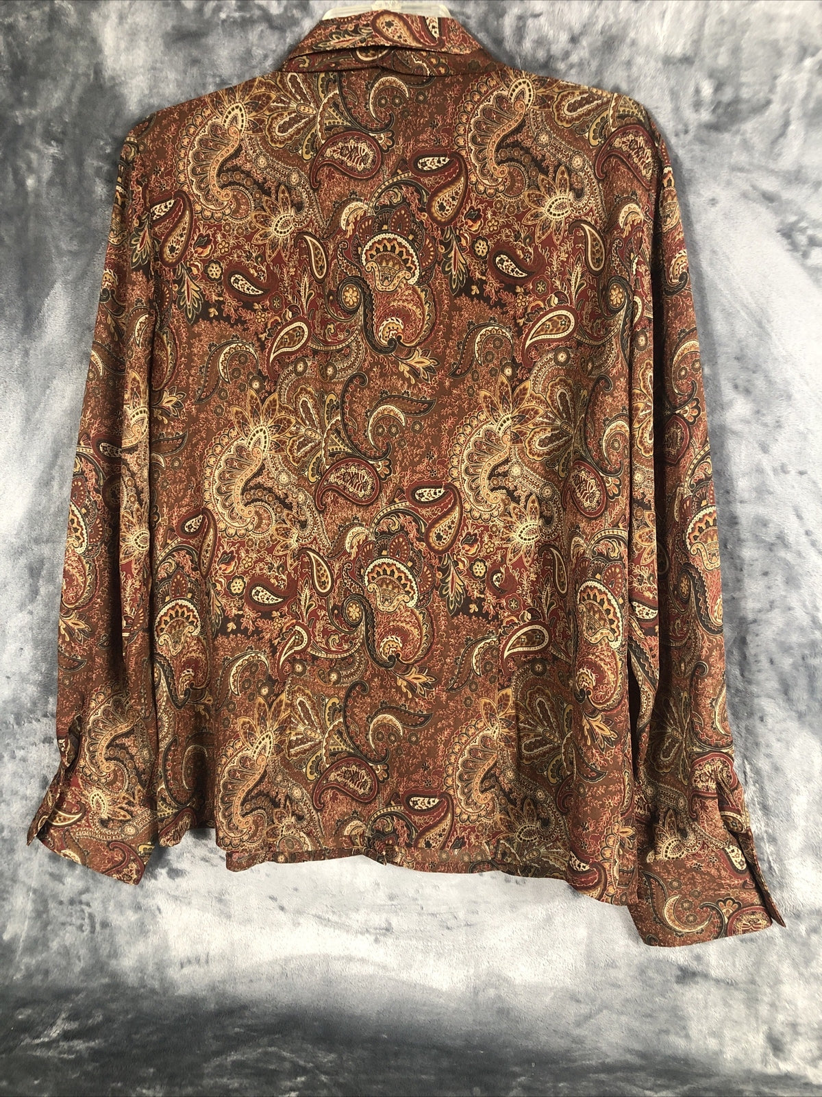 Rafaella Womens Paisley Button-Up Shirt Size 14 Brown & Multicolor