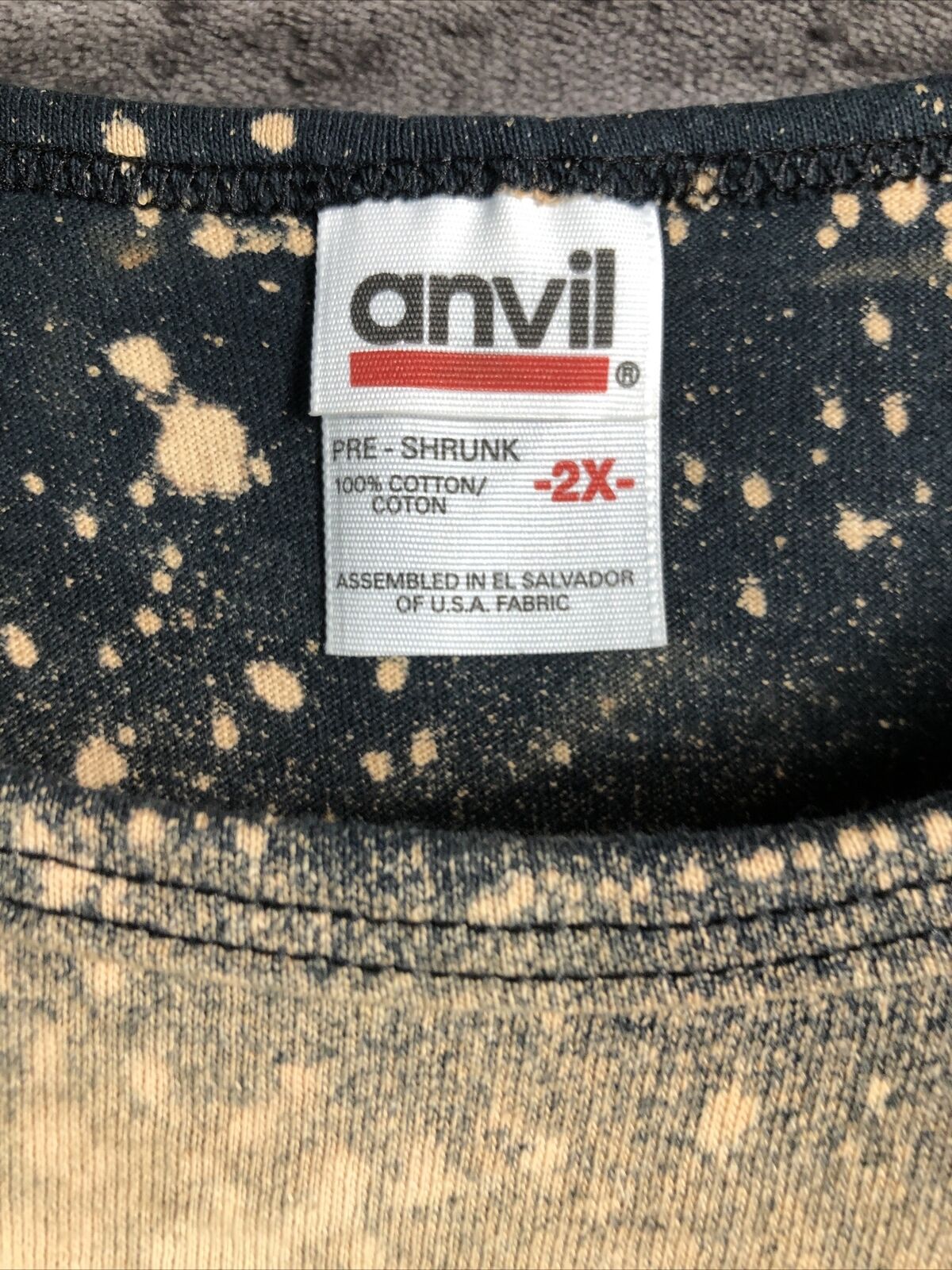 Anvil Tank Top Bleach Wash Black Mens Size 2X