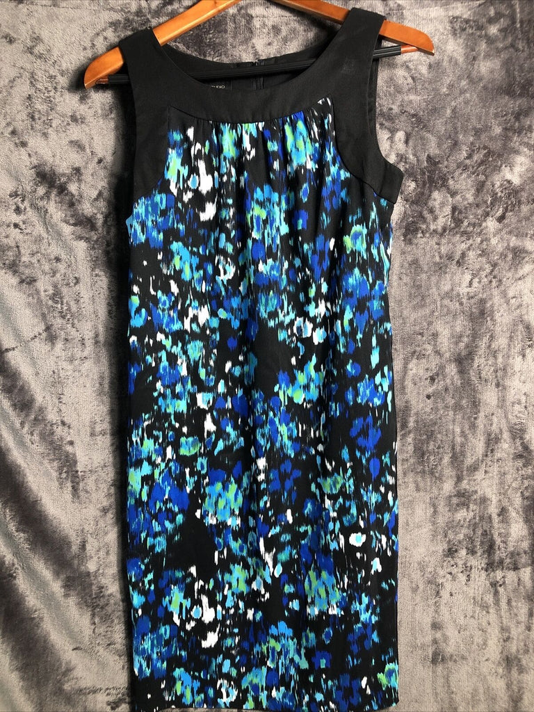 A B Studio Dress Green Blue White Pockets Women’s Size 4