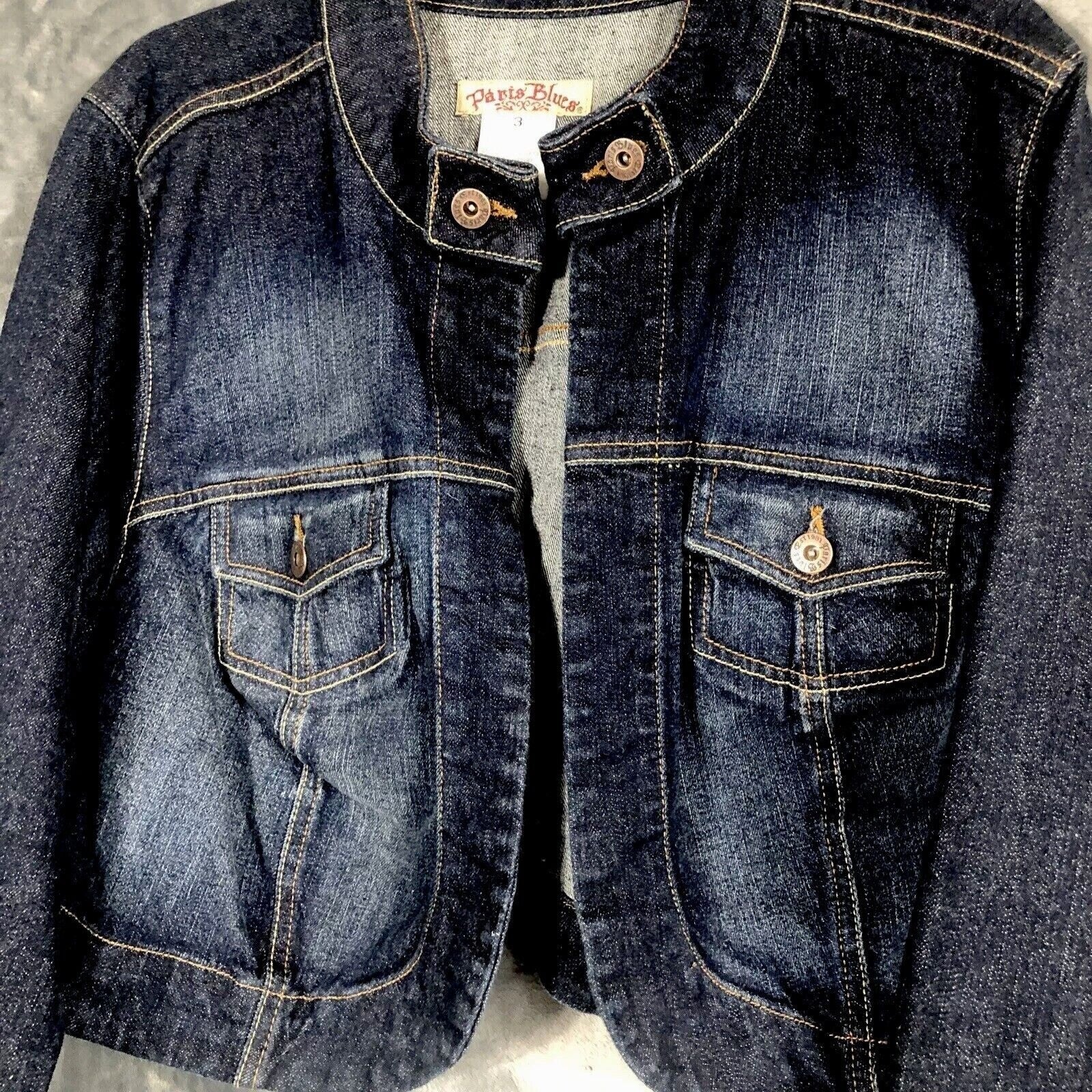 Paris Blues Womens Denim Jacket Size 3 Button-Up Crop Style