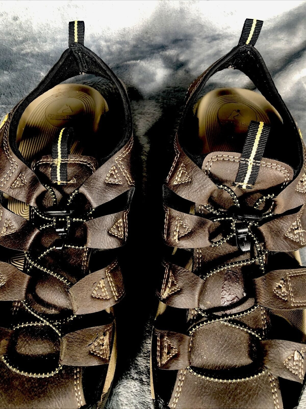 Ozark Trail Mens Sandals Brown Leather Outdoor Slide On Adult Shoes Size 10