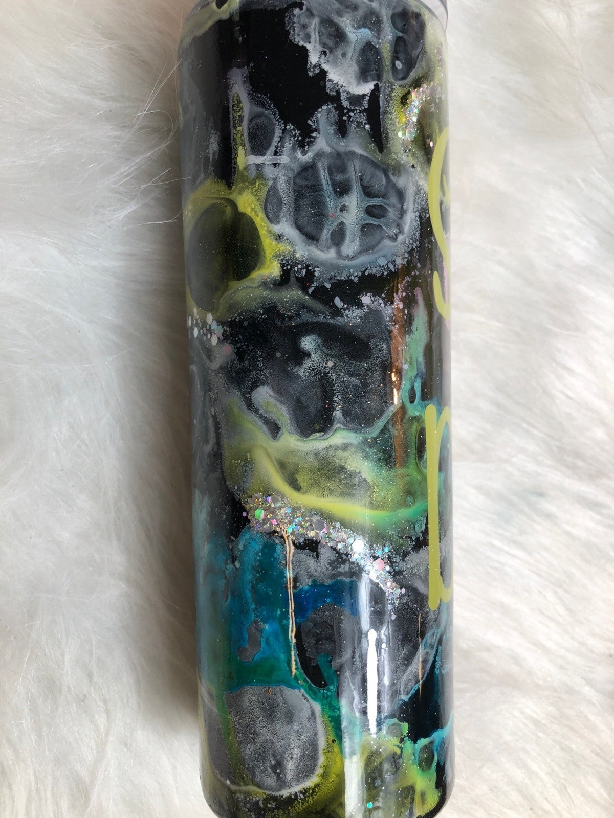 "Slay The Day!" Glitter Tumbler With Cosmic Design