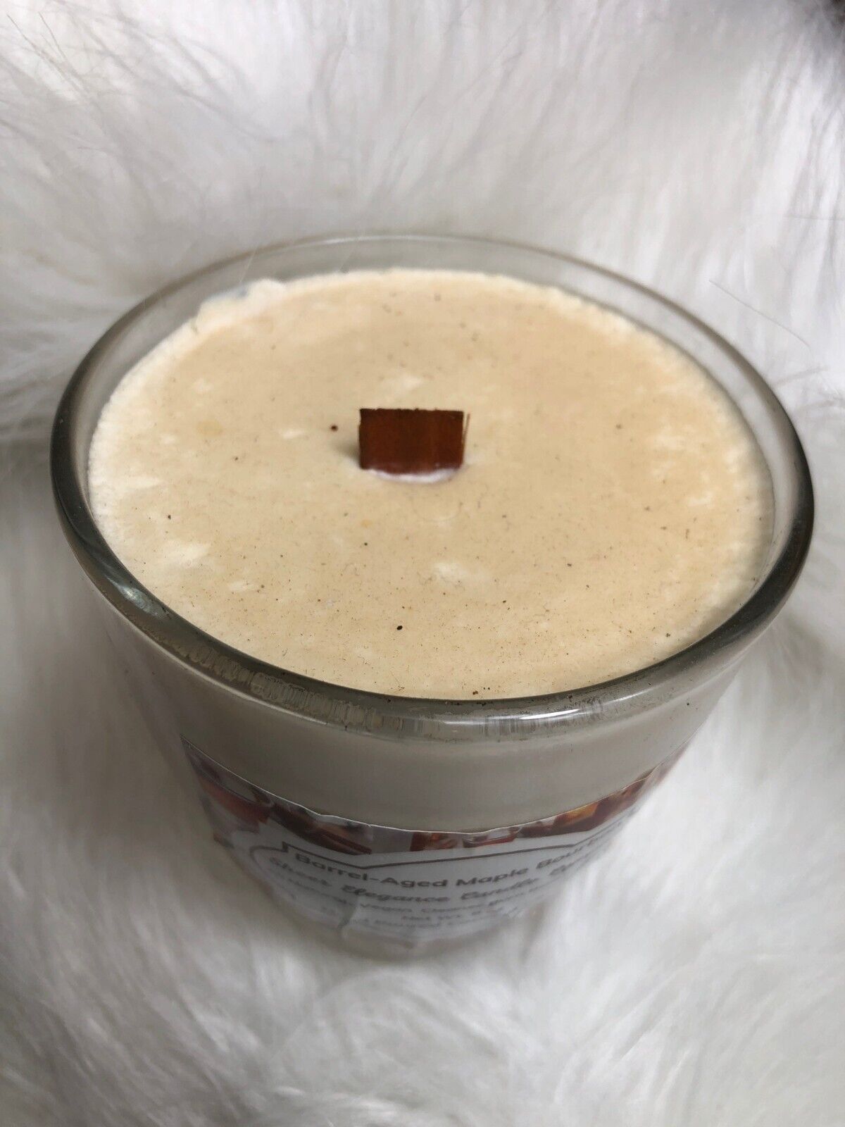 Barrel-Aged Maple Bourbon Candle 8 Oz Sheer Elegance Candle Co Vegan Hand Poured