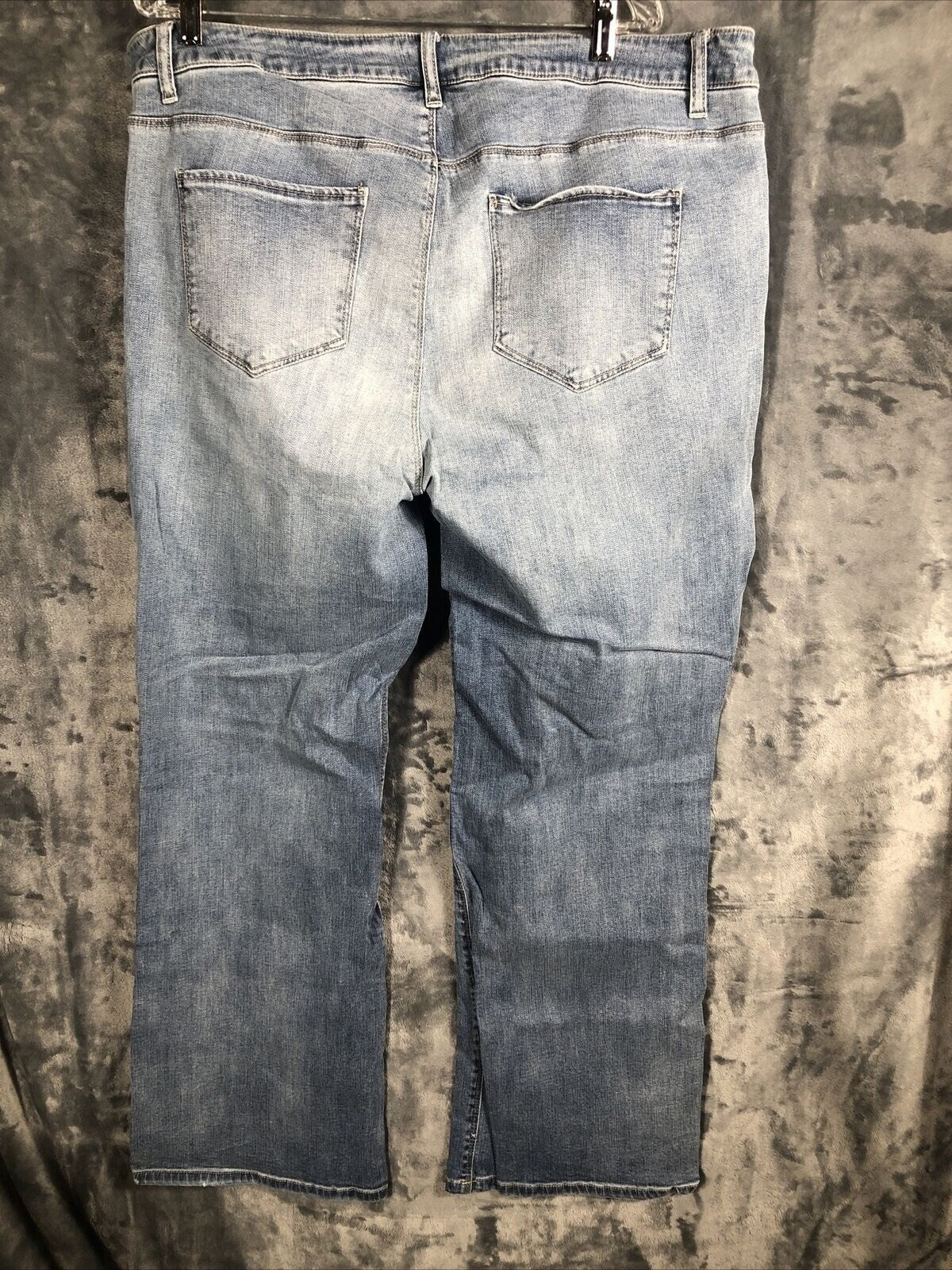 Vintage Distressed Womans Jeans Blue Denim With Floral Patchwork