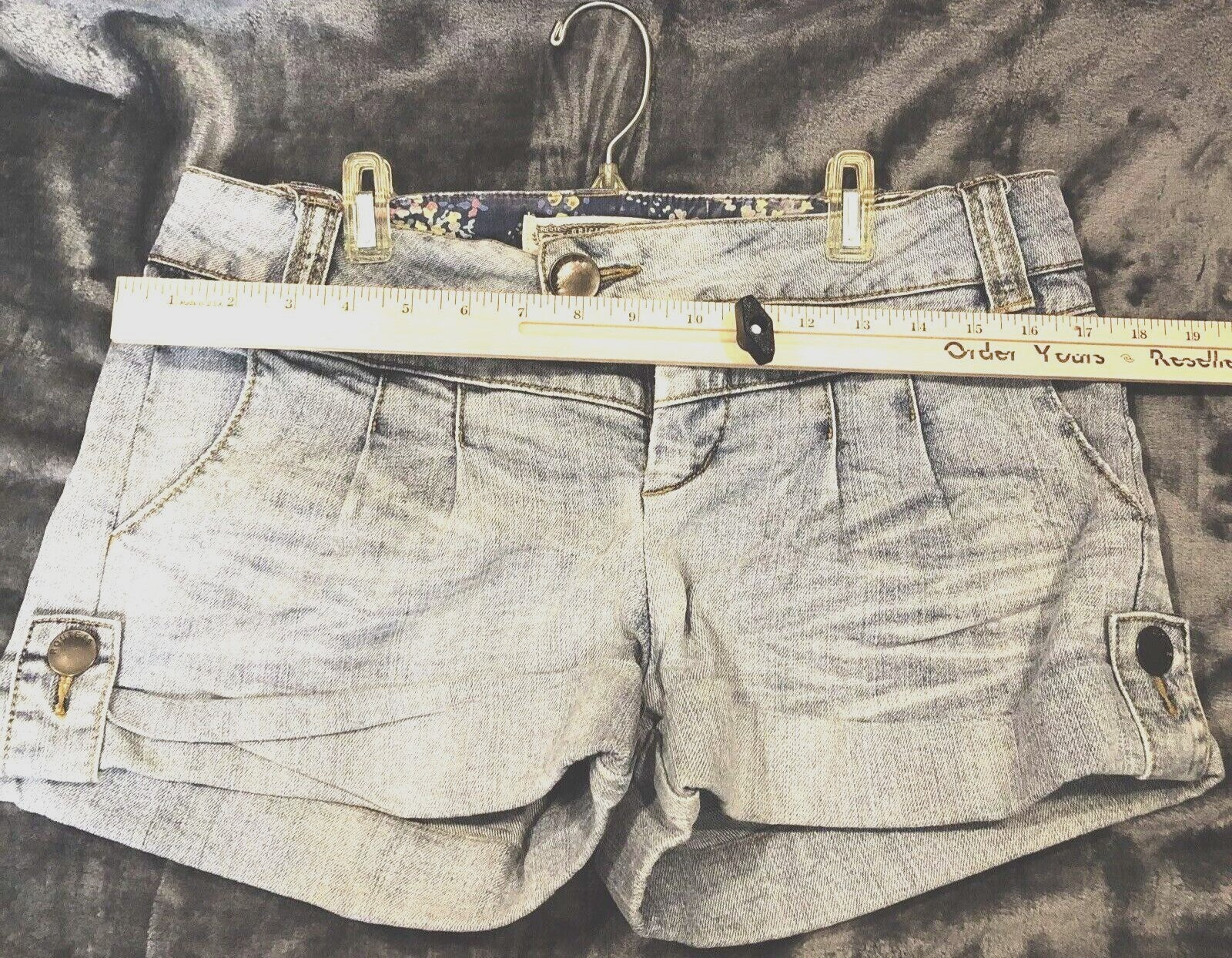 Route 66 Denim Shorts Girls Size 9/10 Light Wash Cotton Spandex Blend With Butto