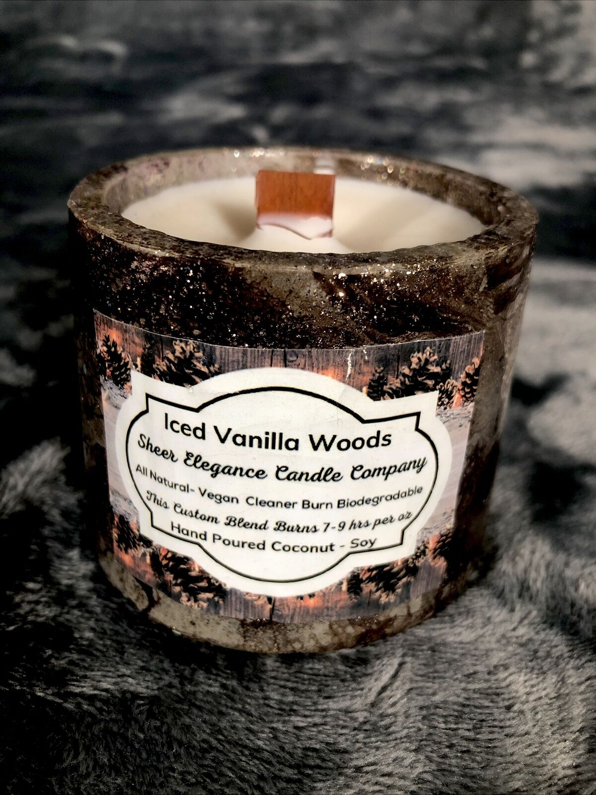 Soy Candle Handmade Concrete Vessel Scent  Iced Vanilla Woods Hand Poured