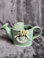 Vintage Ceramic Watering Can With Floral Embellishments & Cherub Design