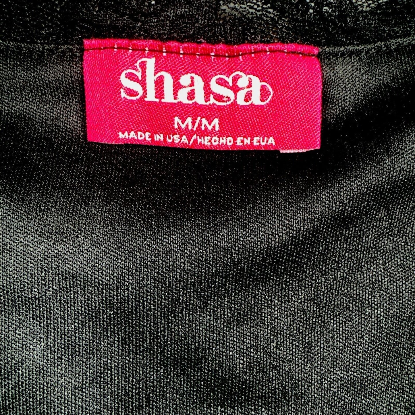 Shasa Woman's Blouse Black Lace Short Sleeve Peplum Top M/M Made In USA