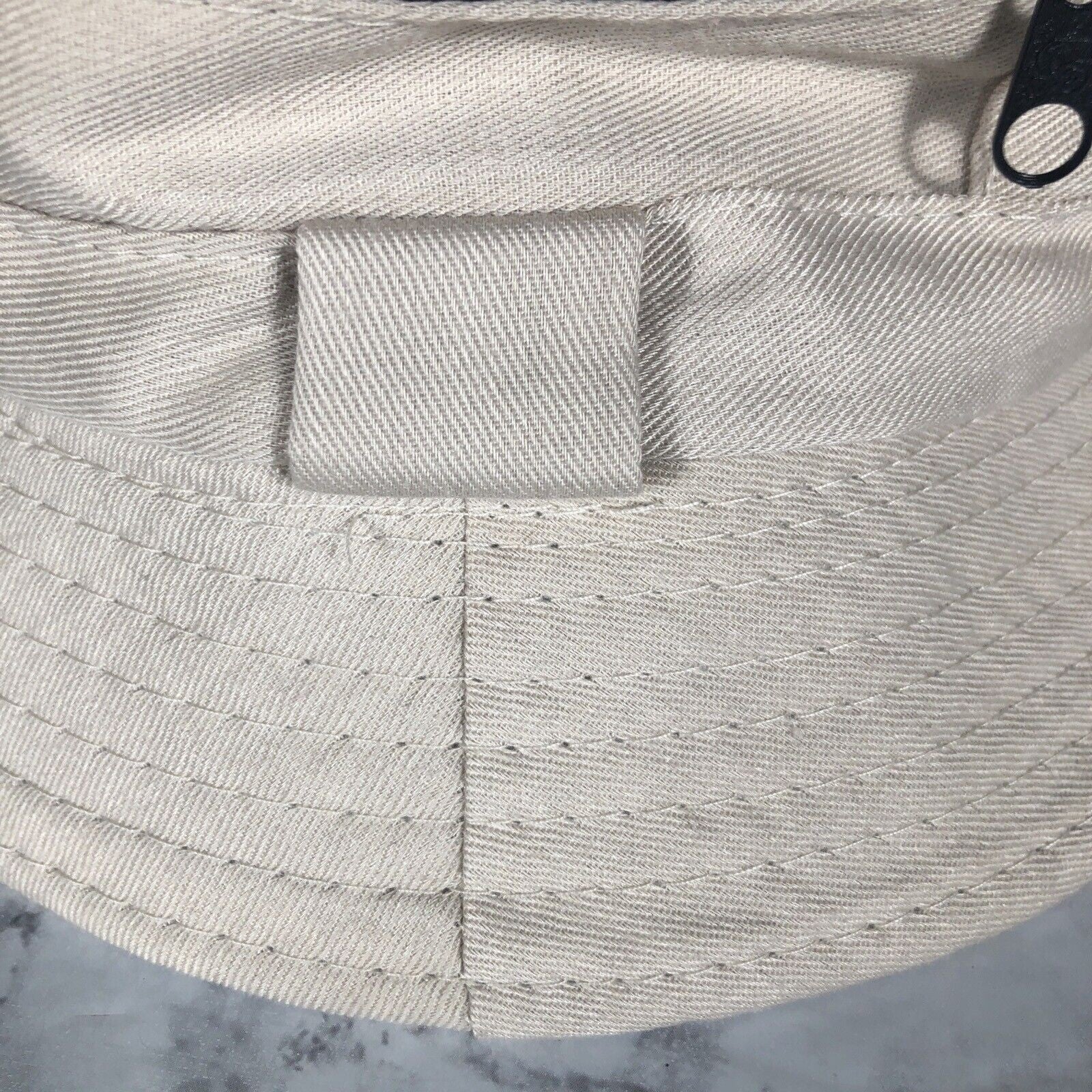 Jerusalem Embroidered Beige Bucket Hat With Back Zip & Inner Pocket
