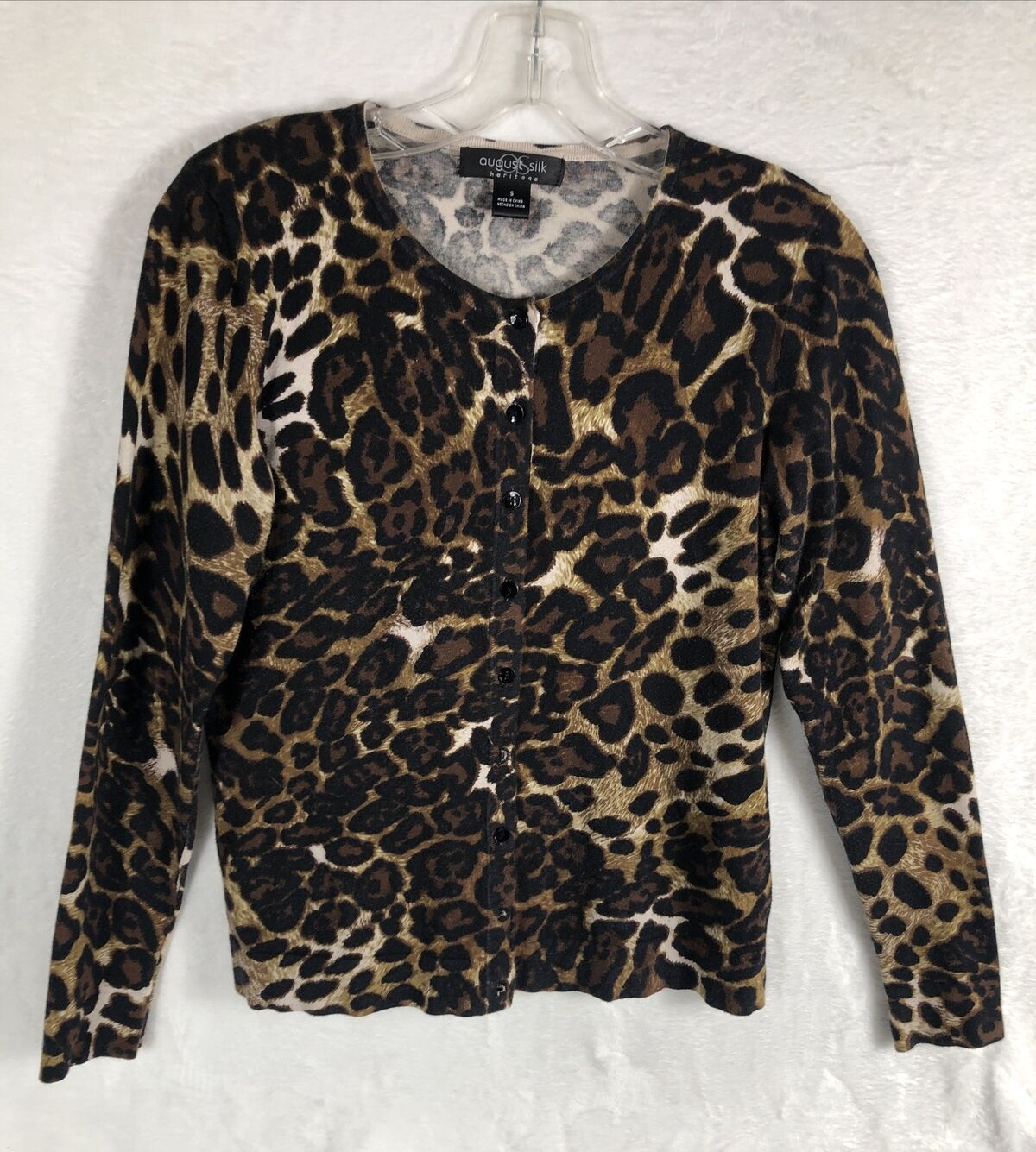 August Silk Heritage Woman’s Leopard ￼Shirt ￼Animal Print ￼Size Adult Small
