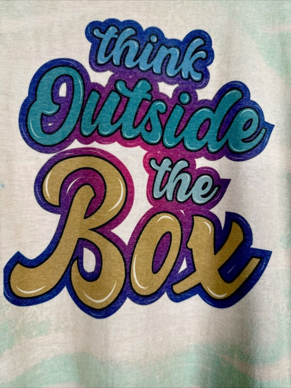 Think Outside The Box Gildan Softstyle Graphic T-Shirt XL Tie-Dye Green/White