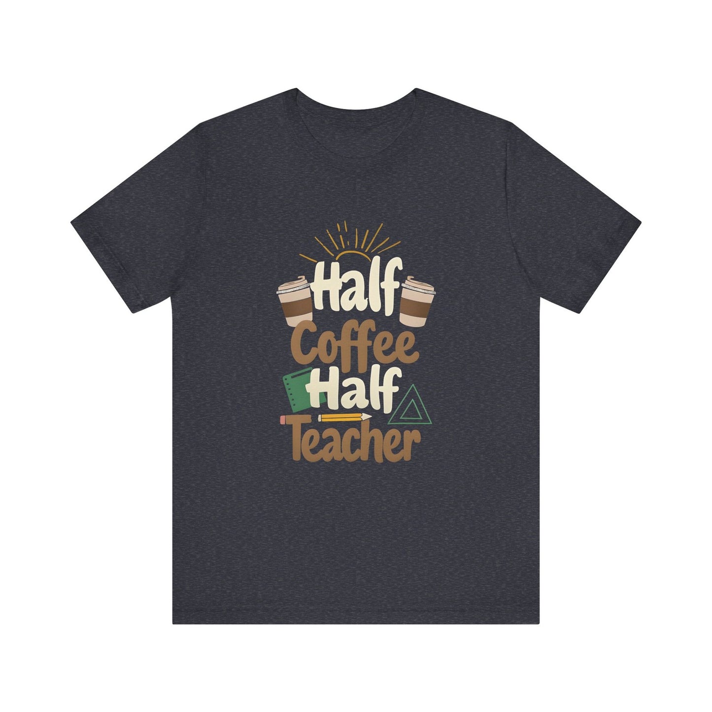 Womans T Shirt Half Teacher Half Coffee Top Retro Cute Teacher Gift 