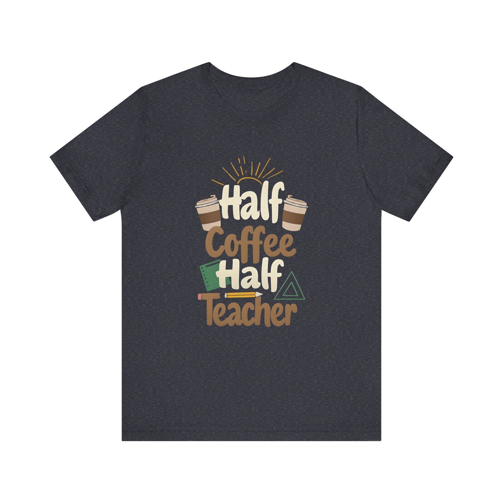 Womans T Shirt Half Teacher Half Coffee Top Retro Cute Teacher Gift 