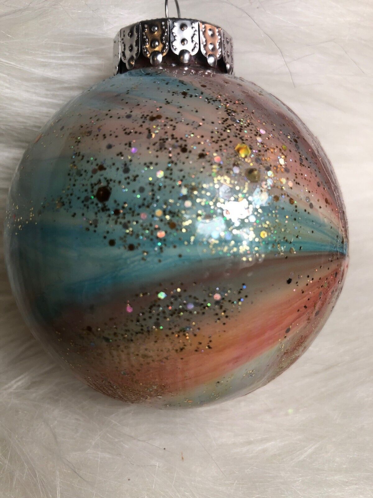 Hand-Painted Galaxy-Inspired Glitter Glass Ornament