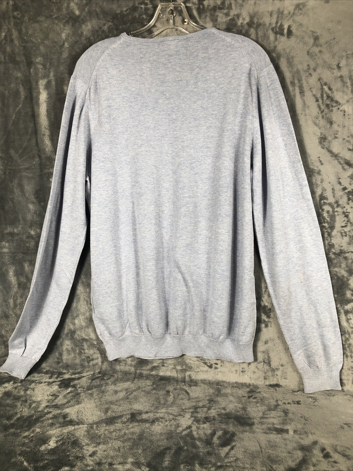 H&M Sweater Men’s Pull Over V-Neck Light Blue Long Sleeves Adult Large