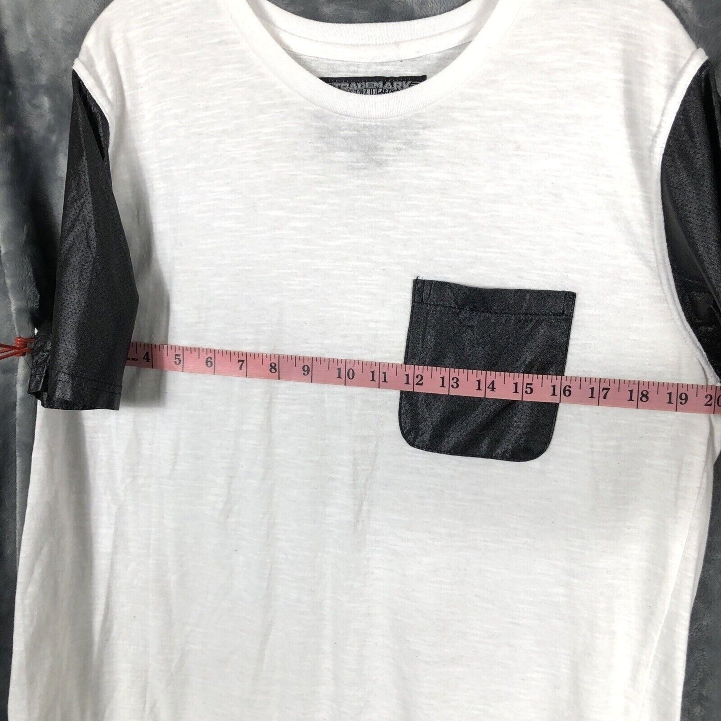 White & Black Men's Mesh Sleeve T-Shirt With Pocket