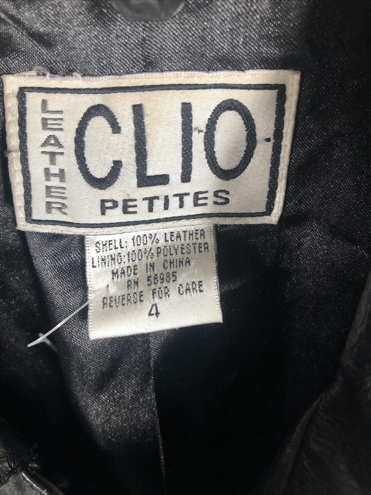 Vintage Clio Petites Black Leather Jacket Size 4 Women’s 100% Leather Moto Style