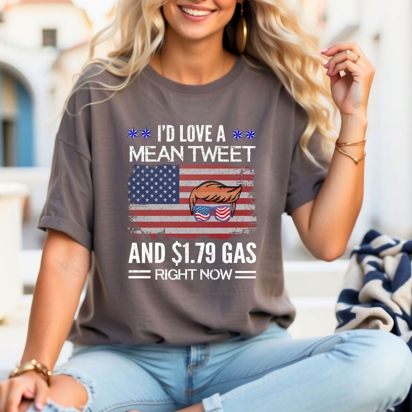 Trump Shirt Woman's Fun I'd Love a Mean Tweet Men's T Shirt Republican FJB