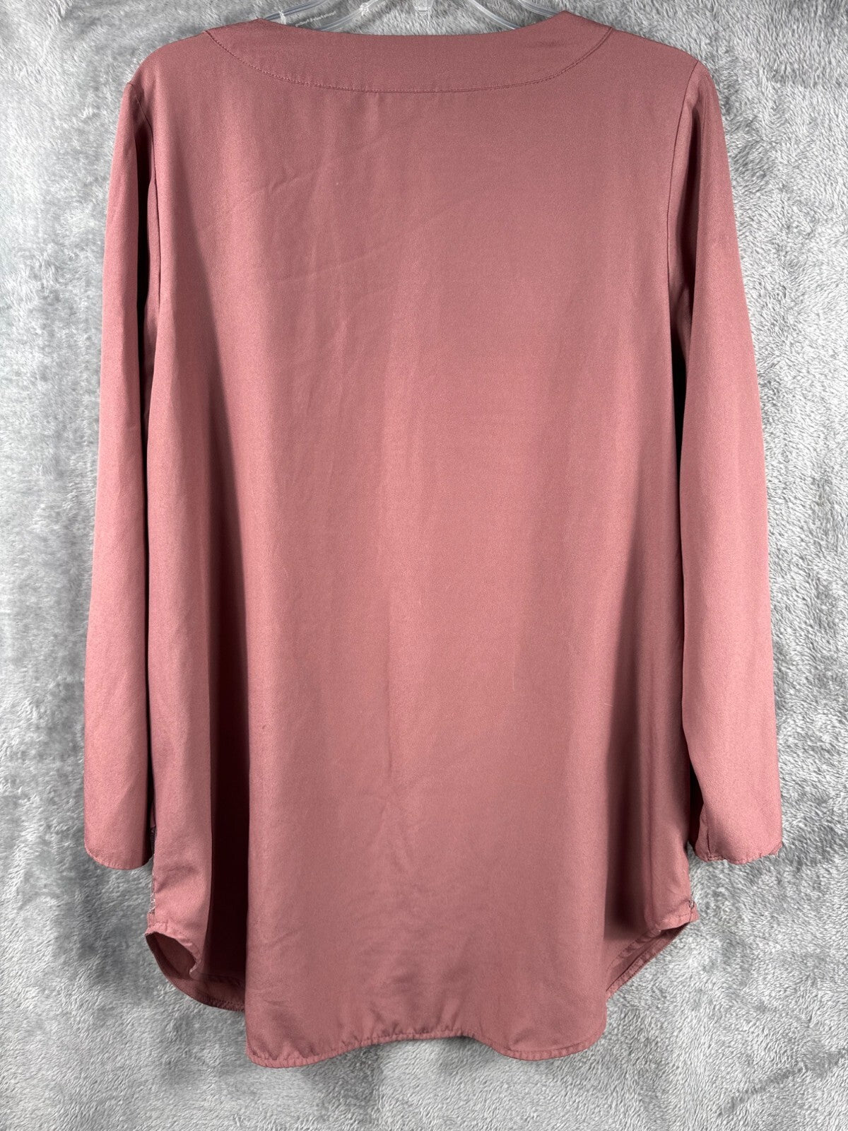 Massimo Womens Shirt Mauve Floral Lace inserts 3/4 Sleeve V Neck Blouse Top Size