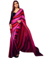 Striped Designer Saree With Vibrant Pink & Red Hues For Women