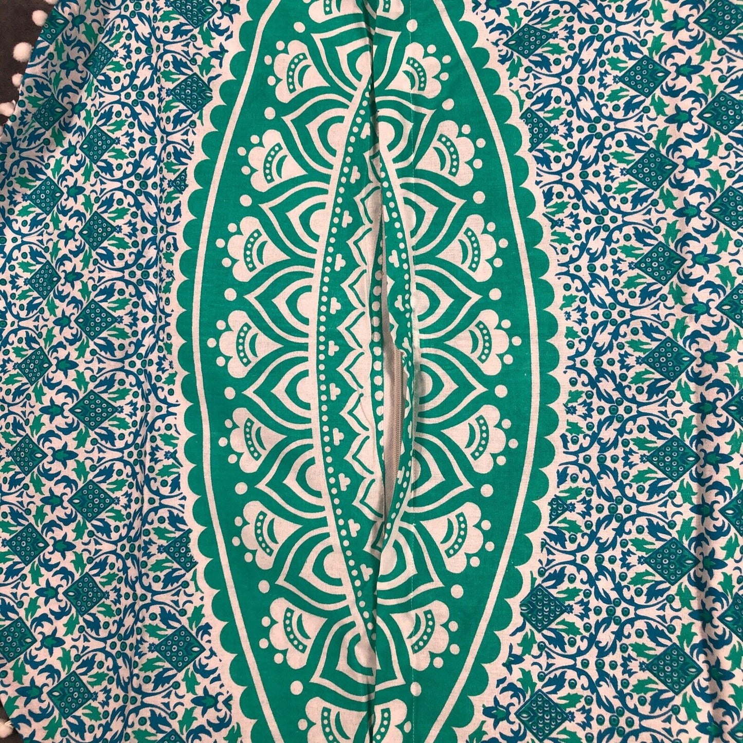 Madhu Tapestry Turquoise Blue/Green Ombre Hippie Mandala 32” Round Cushion Cover
