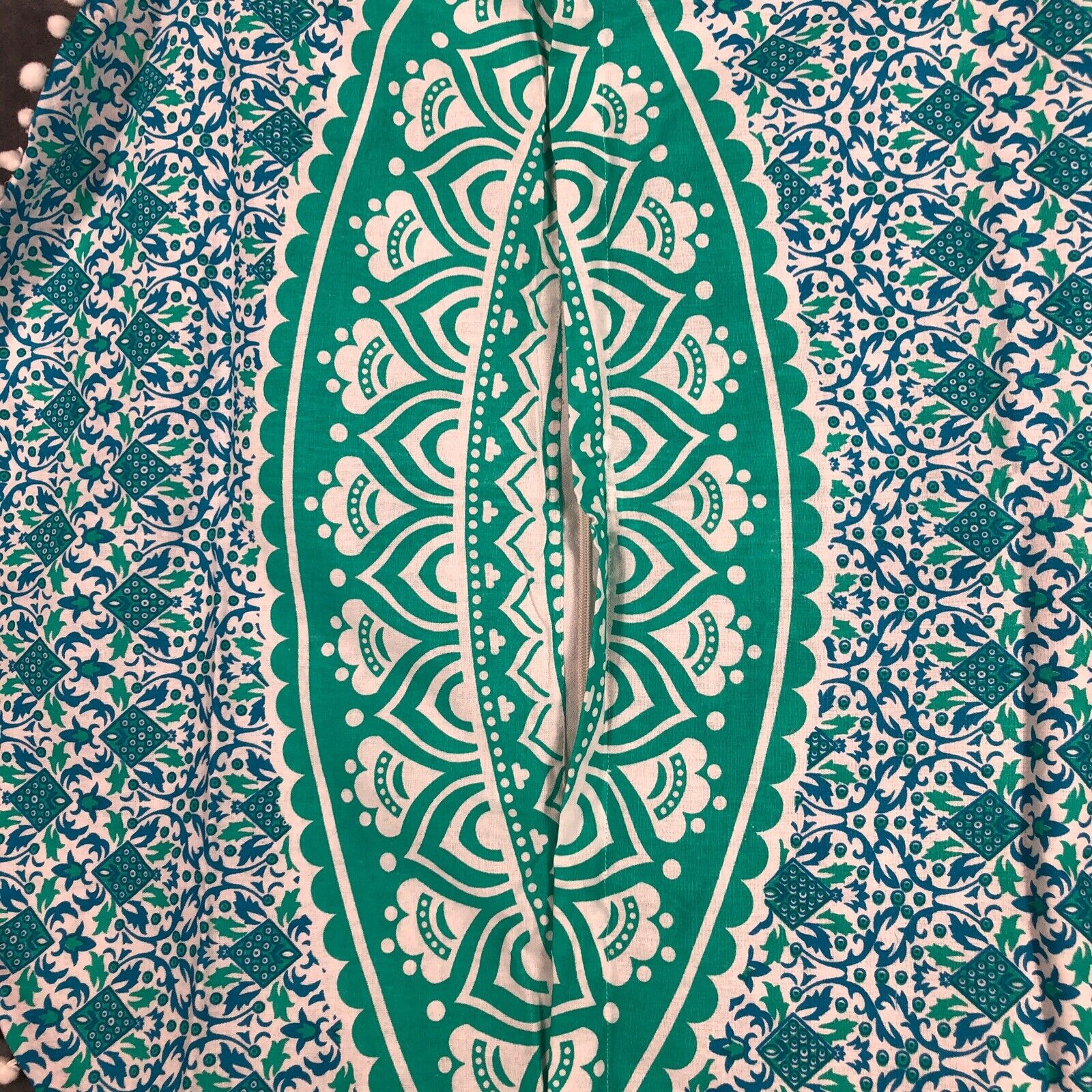 Madhu Tapestry Turquoise Blue/Green Ombre Hippie Mandala 32” Round Cushion Cover