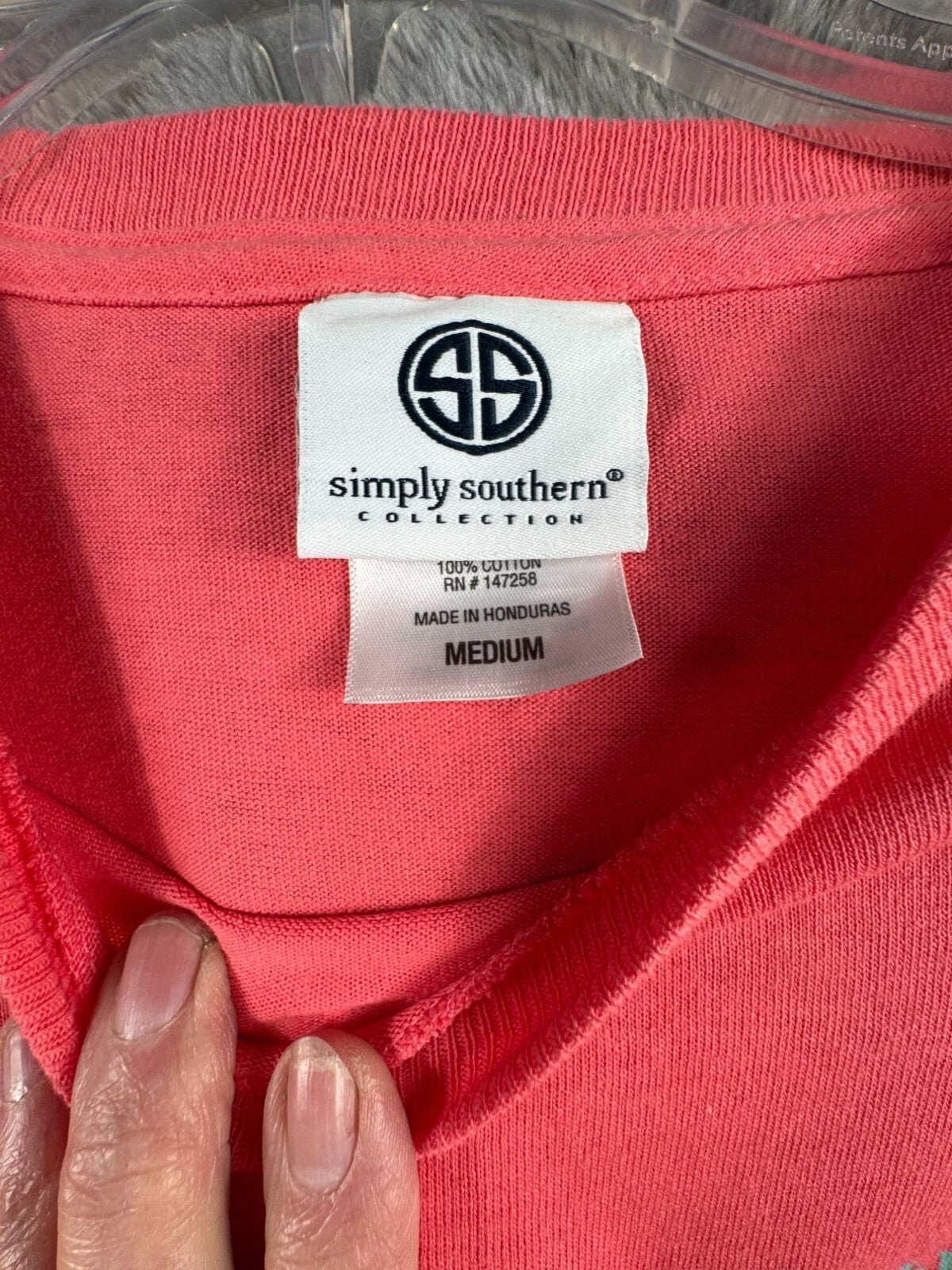 Simply Southern Womens Shirt Faithful Girl Long Sleeve T-Shirt Coral Medium