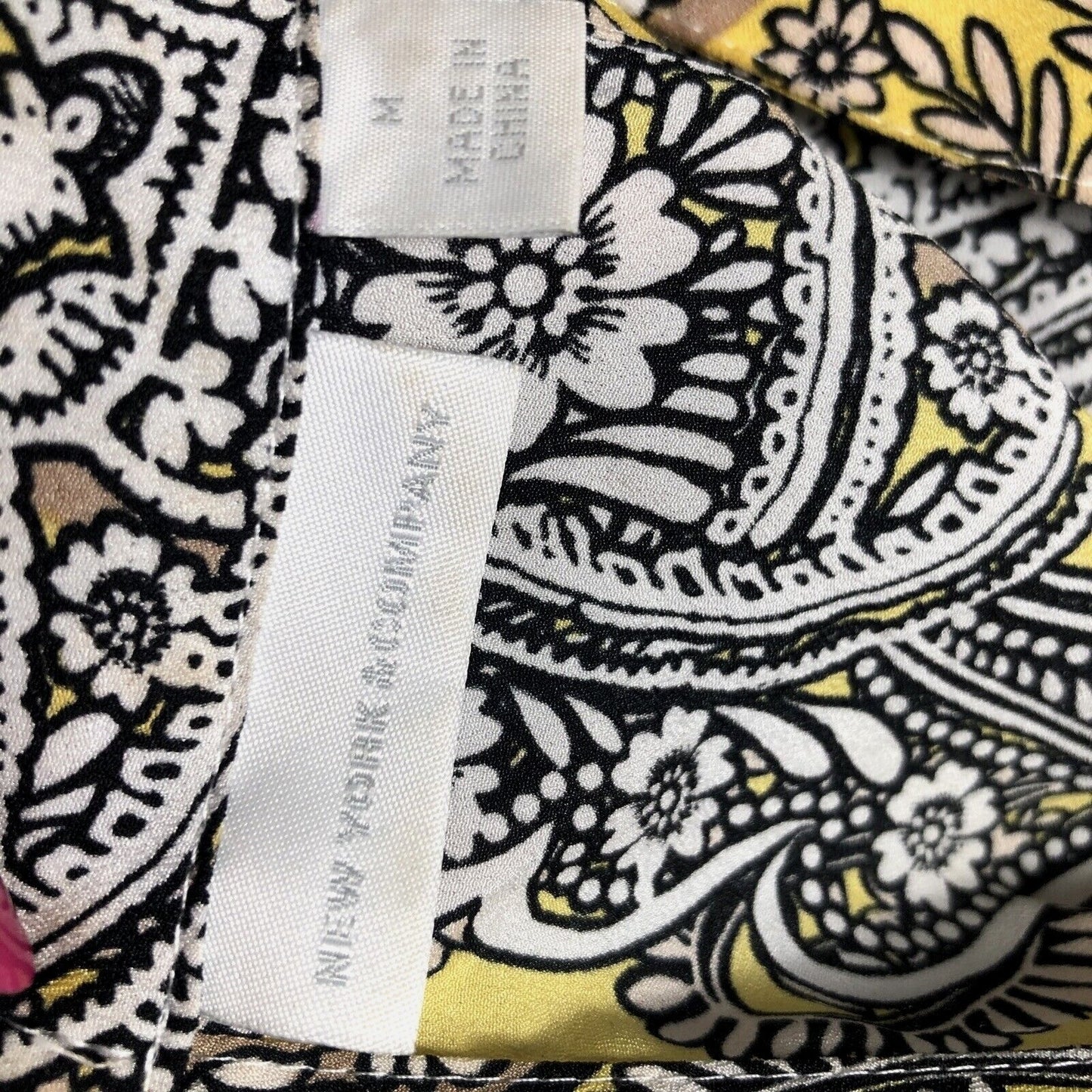 New York & Company Womens Paisley Print Sleeveless Halter Top Yellow/Black