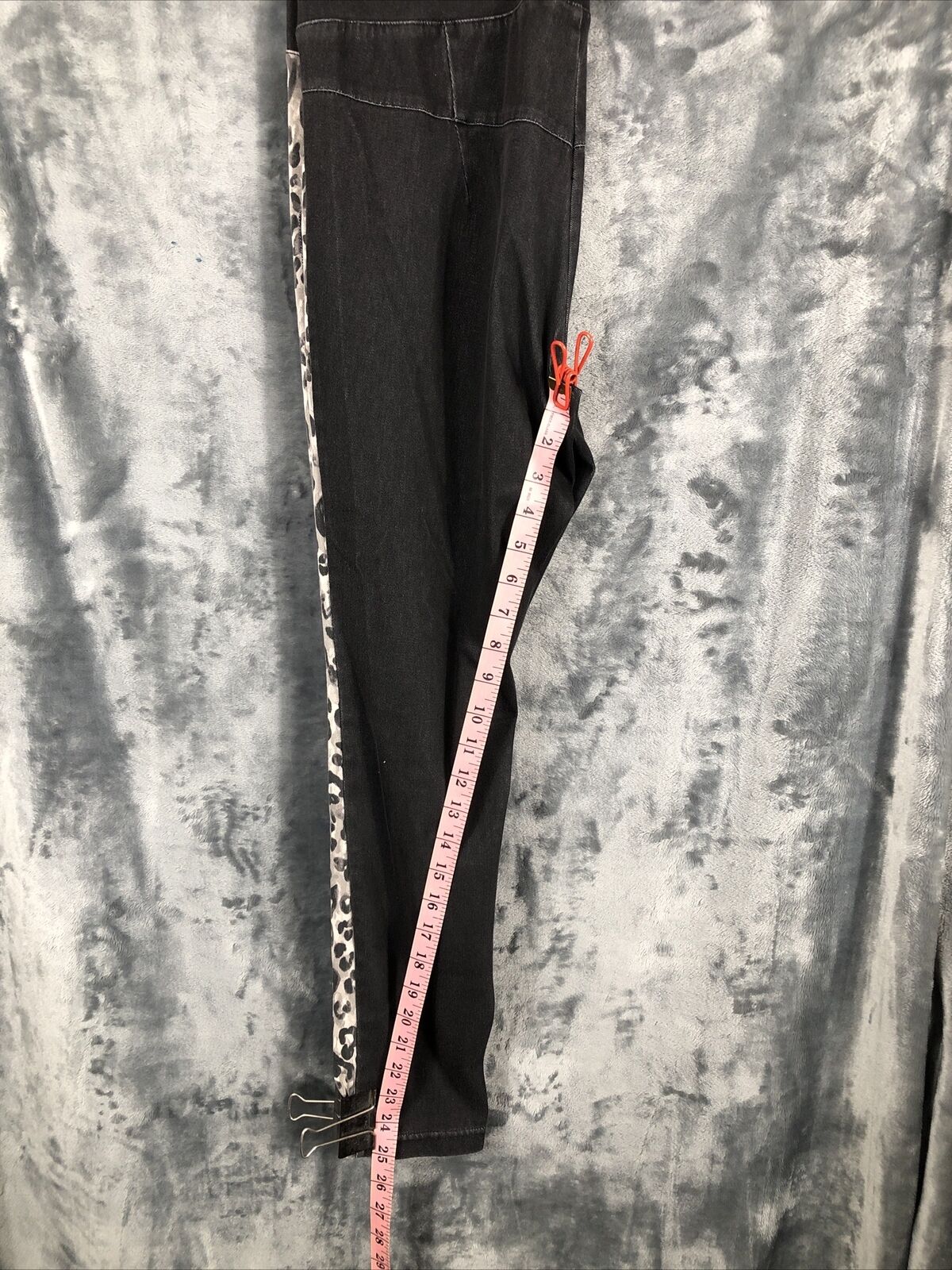 Anna & Ava ,  Black Denim , Cheetah Leg Detail, Super Stretchy , Skinny Jean Fit