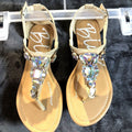 Krystal Blue Woman's Sandals Suede Shoes Size 9 Shoe Embellished