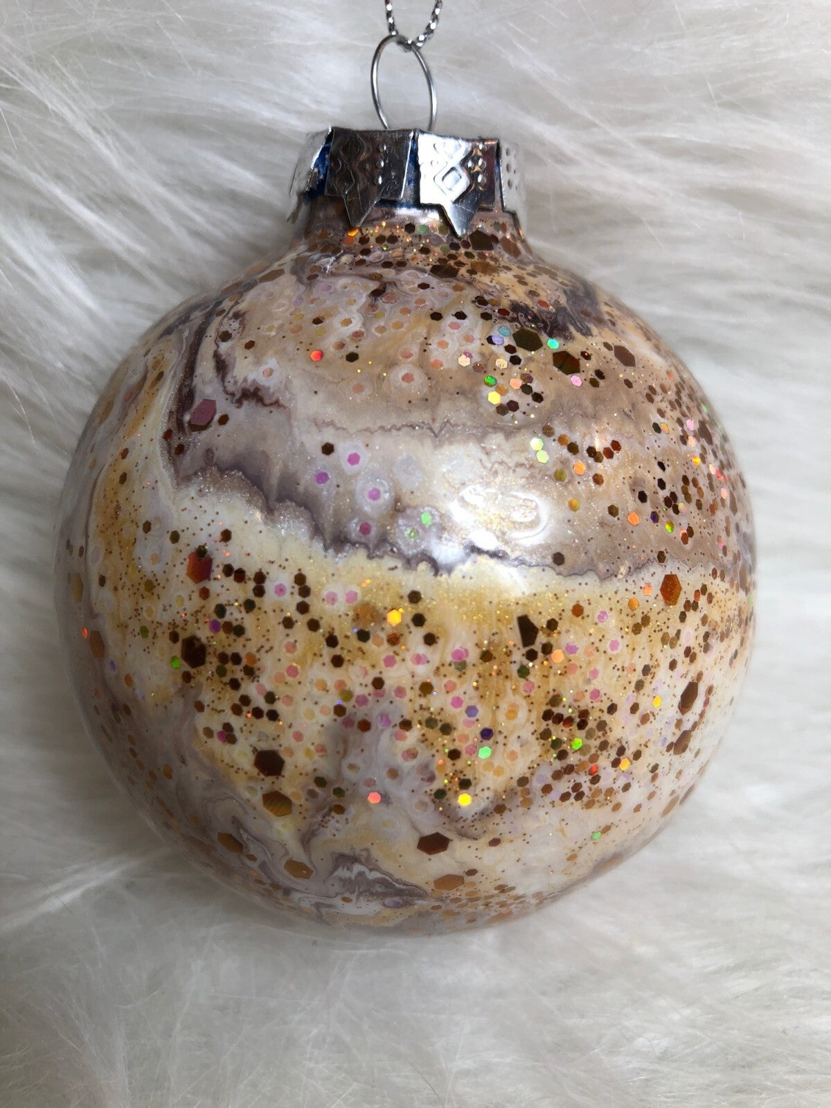 Handmade Glitter Swirl Glass Christmas Ornament